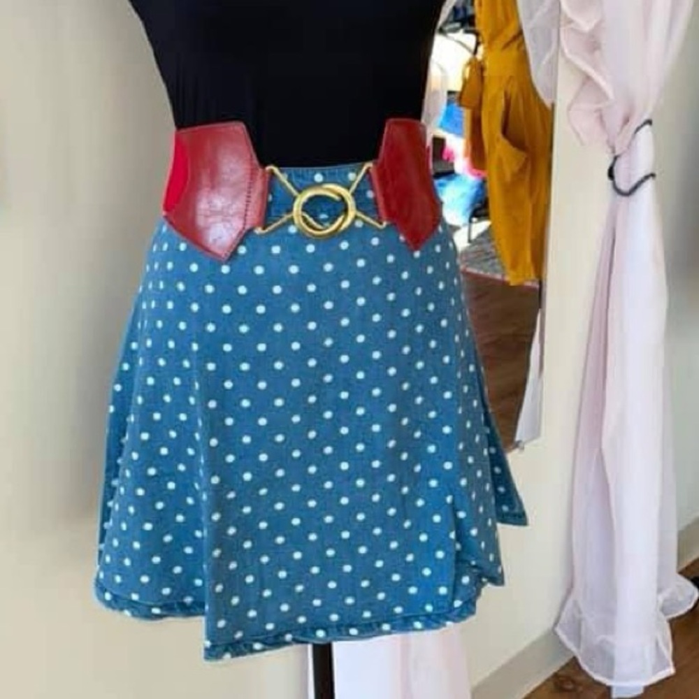 Polka Dots Denim Skirt